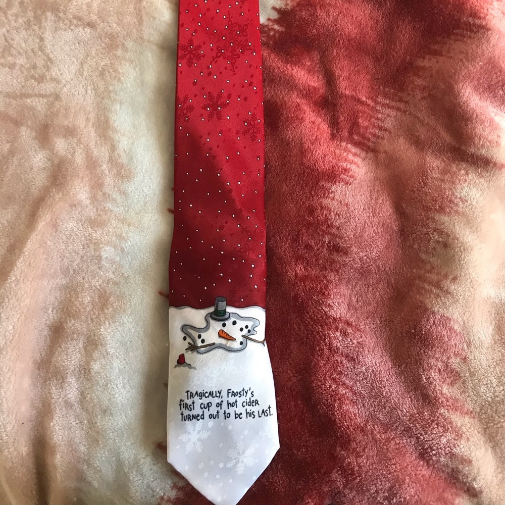 Frosty the melted snowman men’s Christmas tie